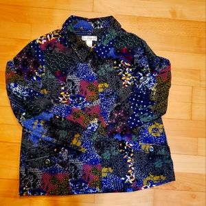 Christopher & Banks multicolored print zip front jacket with 2 front pockets